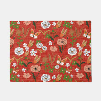 Rough Bamboo Floral Butterfly Kleeblatts in Red Fußmatte