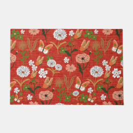 Rough Bamboo Floral Butterfly Kleeblatts in Red Fußmatte