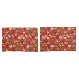 Rough Bamboo Floral Butterfly Kleeblatts in Red Kissenbezug