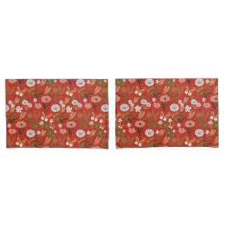 Rough Bamboo Floral Butterfly Kleeblatts in Red Kissenbezug