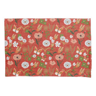 Rough Bamboo Floral Butterfly Kleeblatts in Red Kissenbezug
