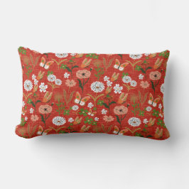 Rough Bamboo Floral Butterfly Kleeblatts in Red Lendenkissen