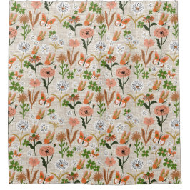 Rough Bamboo Floral Daisy Kleeblatts Bauernhof Duschvorhang