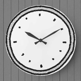 Rough Charcoal Drawn Style Clock Face Große Wanduhr