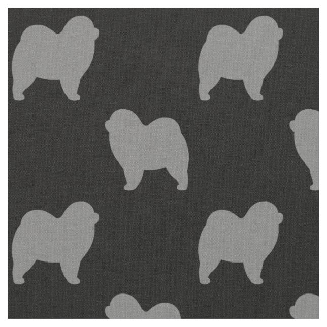 Rough Chow Chow Chow Hunde Silhouetten Gemustert Stoff (Nahaufnahme)