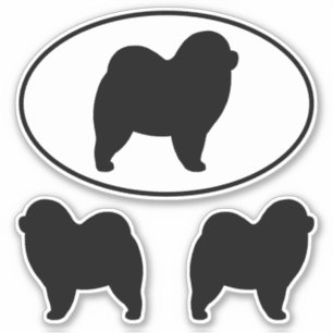 Rough Chow Chow Hund Silhouetten Vinyl Sticker Set