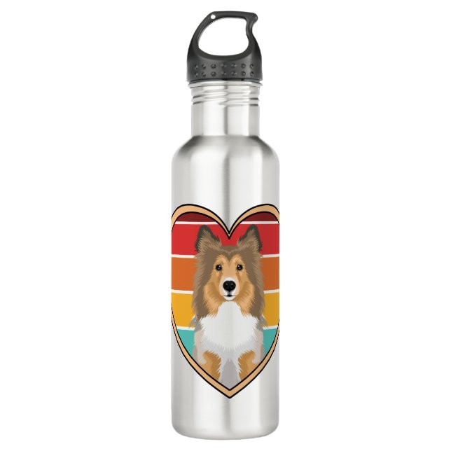 Rough Coat Collie Edelstahlflasche (Vorderseite)