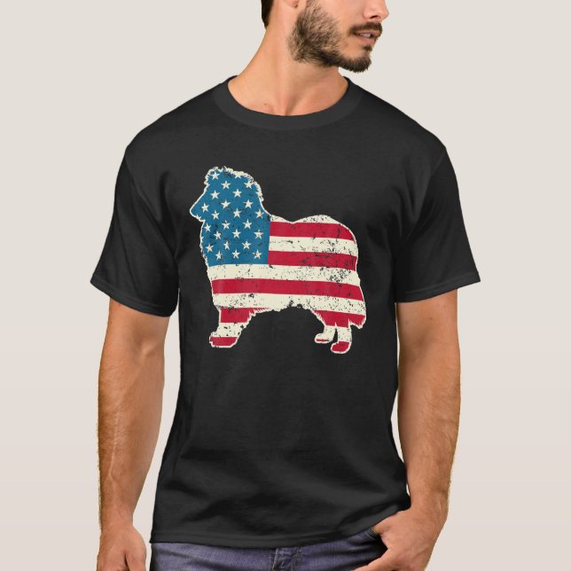 Rough Collie 4. Juli Männer Frauen USA Fl T-Shirt (Vorderseite)