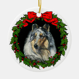 Rough Collie Art von Glenda S. Harlan Keramik Ornament