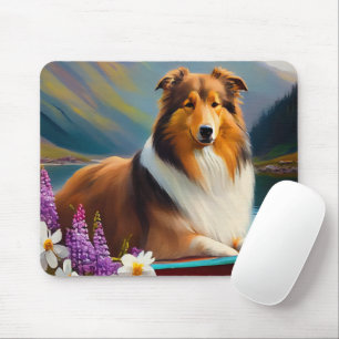 Rough Collie auf einem Paddel: Ein landschaftliche Mousepad