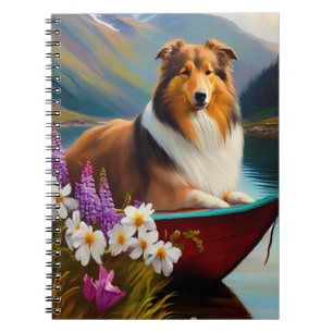 Rough Collie auf einem Paddel: Ein landschaftliche Notizblock