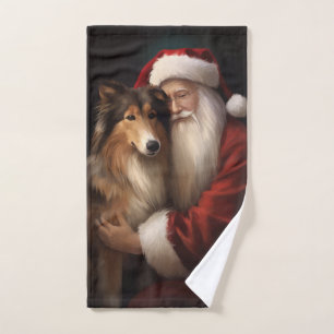 Rough Collie Avec Noël Festif Du Père Noël
