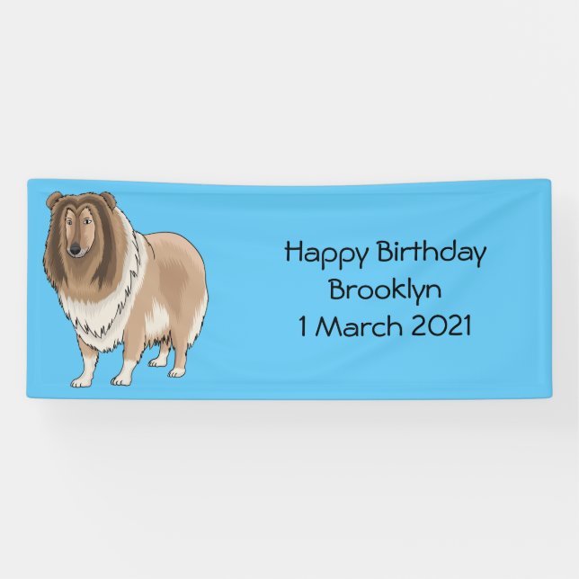 Rough Collie Cartoon Illustration Banner (Horizontal)