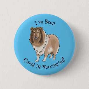 Rough Collie Cartoon Illustration Button