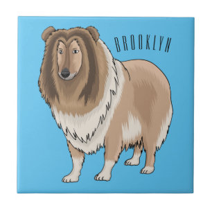 Rough Collie Cartoon Illustration Fliese