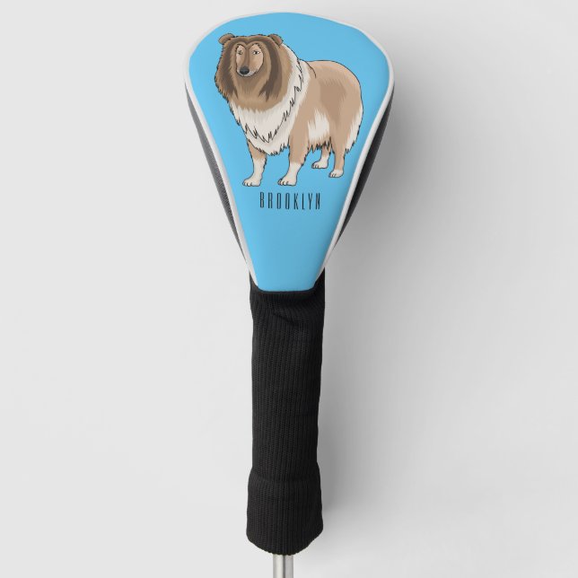 Rough Collie Cartoon Illustration Golf Headcover (Vorderseite)