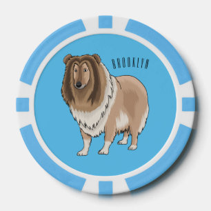 Rough Collie Cartoon Illustration Pokerchips