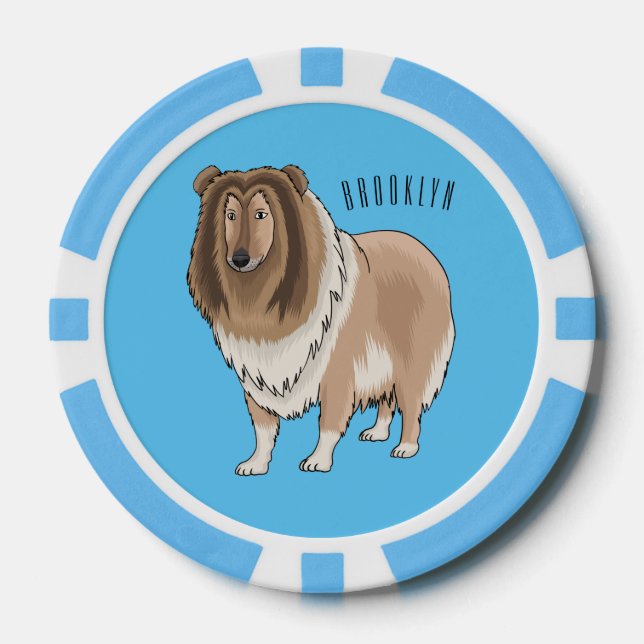 Rough Collie Cartoon Illustration Pokerchips (Vorderseite)