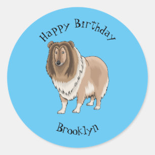 Rough Collie Cartoon Illustration Runder Aufkleber