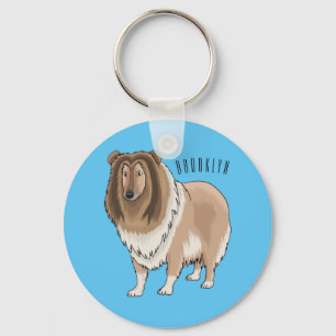 Rough Collie Cartoon Illustration Schlüsselanhänger