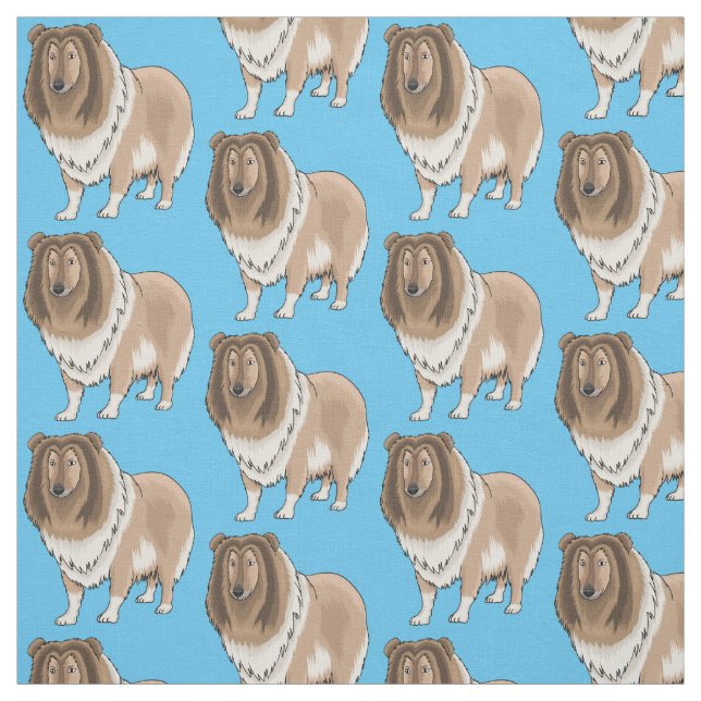 Rough Collie Cartoon Illustration Stoff (Muster)