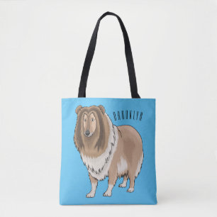 Rough Collie Cartoon Illustration Tasche