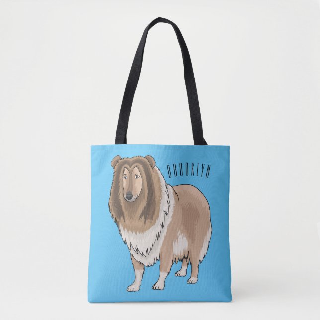 Rough Collie Cartoon Illustration Tasche (Vorderseite)