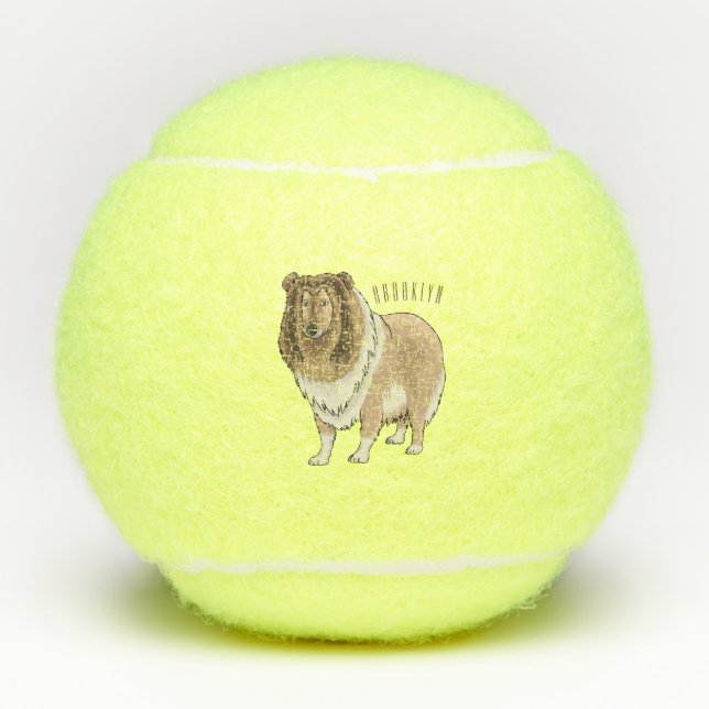 Rough Collie Cartoon Illustration Tennisbälle (Vorderseite)