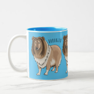 Rough Collie Cartoon Illustration Zweifarbige Tasse