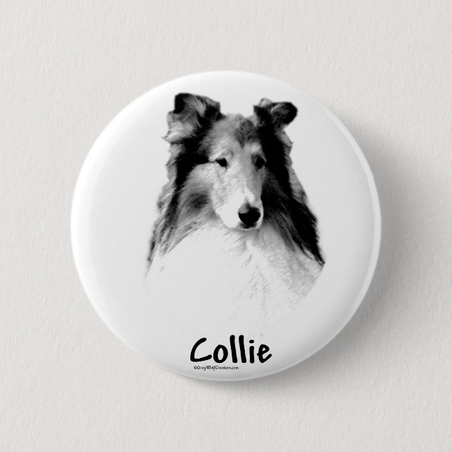 Rough Collie Charcoal Button (Vorderseite)