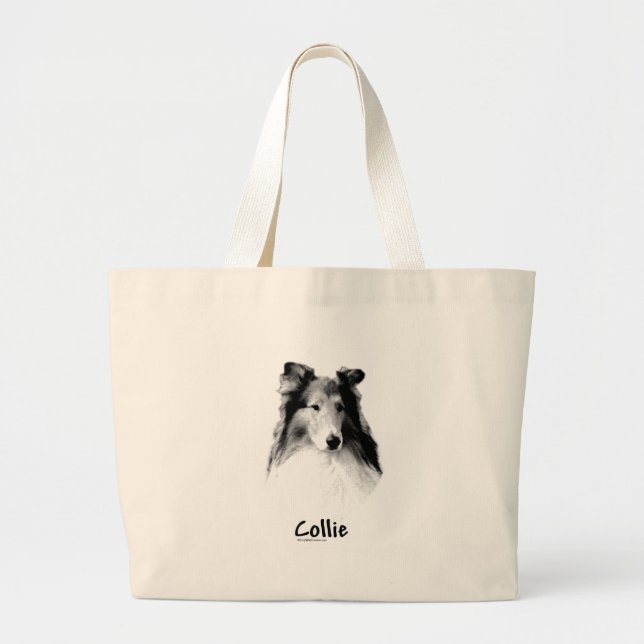 Rough Collie Charcoal Jumbo Stoffbeutel (Vorne)