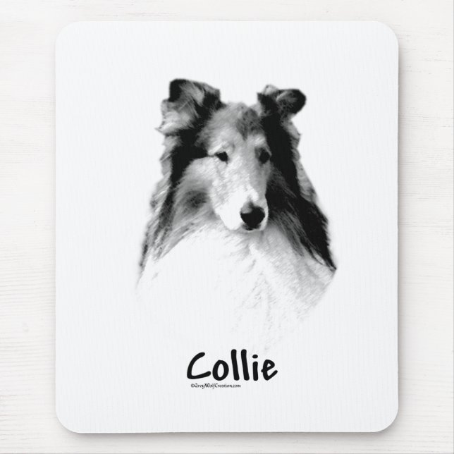 Rough Collie Charcoal Mousepad (Vorne)