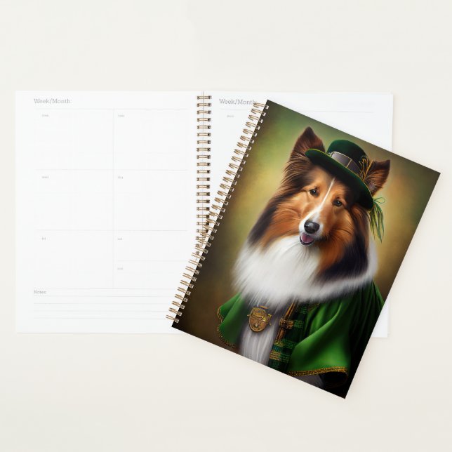 Rough Collie Chien dans la tenue de la Saint Patri (Devant avec enveloppe)