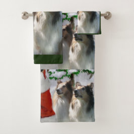 Rough Collie Christmas Badhandtuch Set
