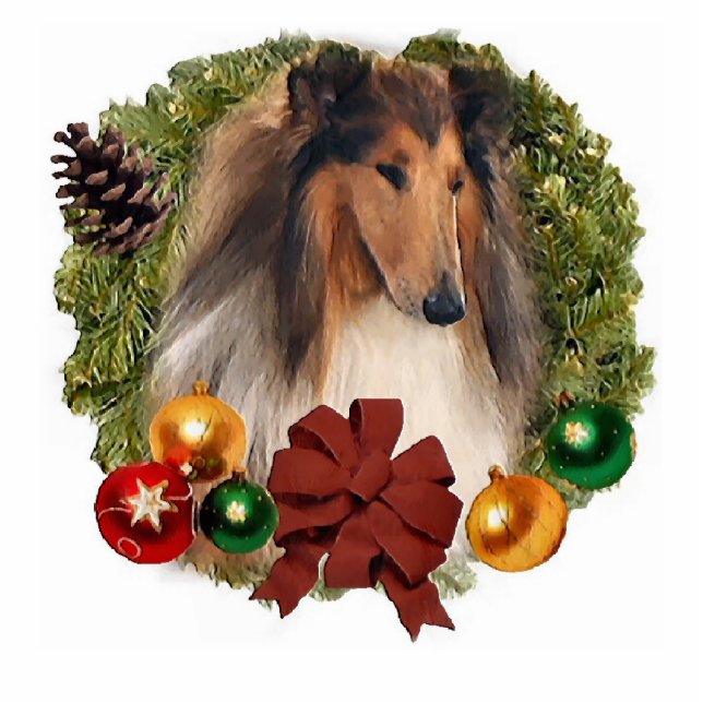 Rough Collie Christmas Geschenke Fotoskulptur Ornament (Vorne)