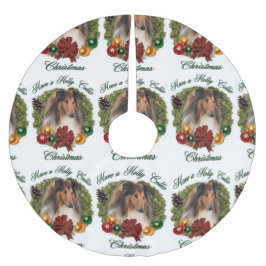 Rough Collie Christmas Polyester Weihnachtsbaumdecke