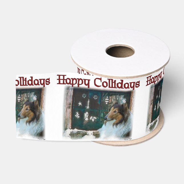 Rough Collie Christmas Ripsband (Spule)