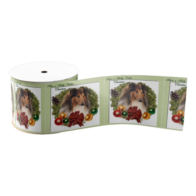 Rough Collie Christmas Ripsband (Spule)