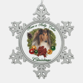 Rough Collie Christmas Schneeflocken Zinn-Ornament