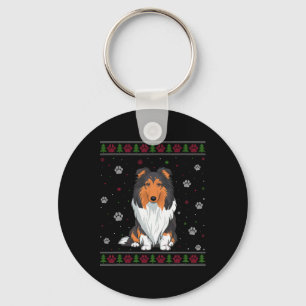 Rough Collie Christmas Sweater Xmas Haustier Hund Schlüsselanhänger