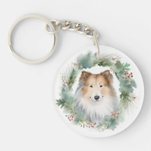 Rough Collie Christmas Wreath Festive Pup