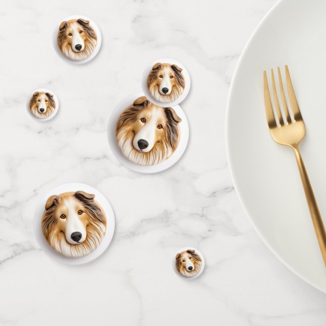 Rough Collie Dog 3D Inspiriert Konfetti (Gruppe)