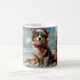 Rough Collie Dog Christmas Vintag Beach Kaffeetasse