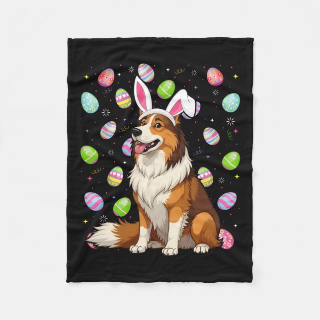 Rough Collie Dog Easter Egg Hunt Bunny Ohr Ostern Fleecedecke (Vorderseite)