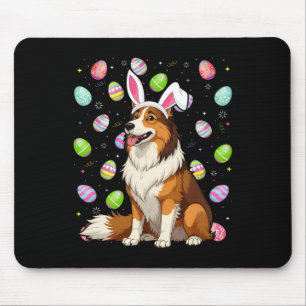 Rough Collie Dog Easter Egg Hunt Bunny Ohr Ostern Mousepad