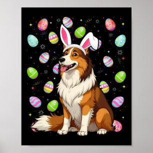 Rough Collie Dog Easter Egg Hunt Bunny Ohr Ostern Poster