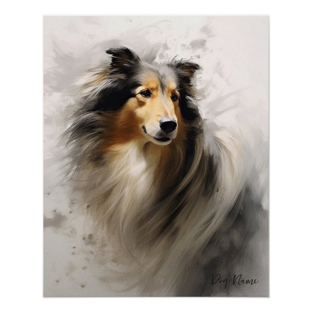 Rough Collie Dog im Wind 2001 - Yacobsen Derosa Poster (Vorderseite)