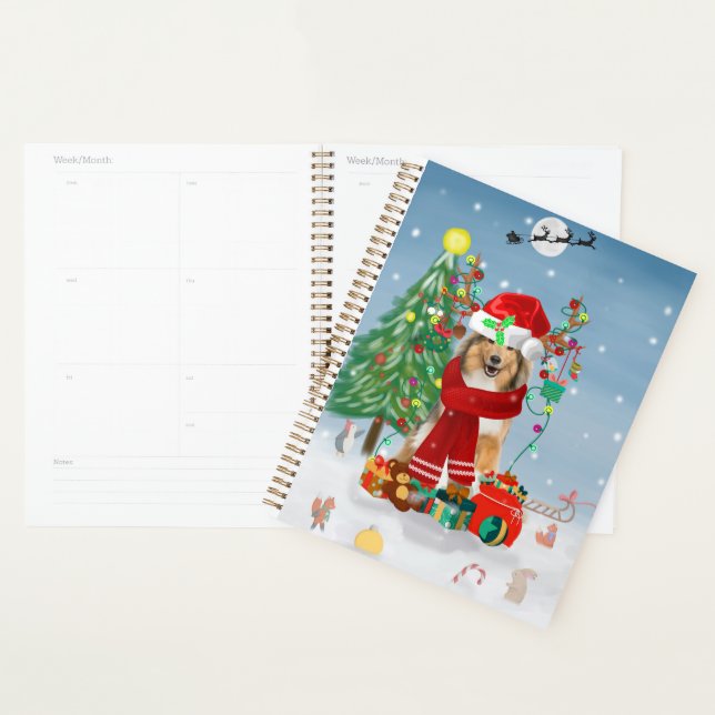 Rough Collie Dog in Snow Christmas Gift Planer (Anzeige)