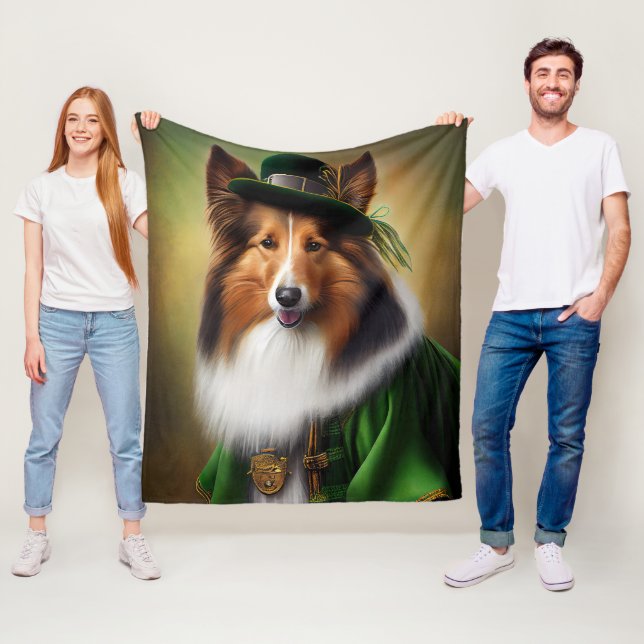 Rough Collie Dog in St. Patrick's Day Dress Fleecedecke (Beispiel)