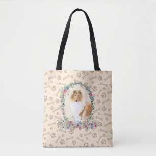 Rough Collie Dog Paw Print & Dog Bone Niedlich  Tasche